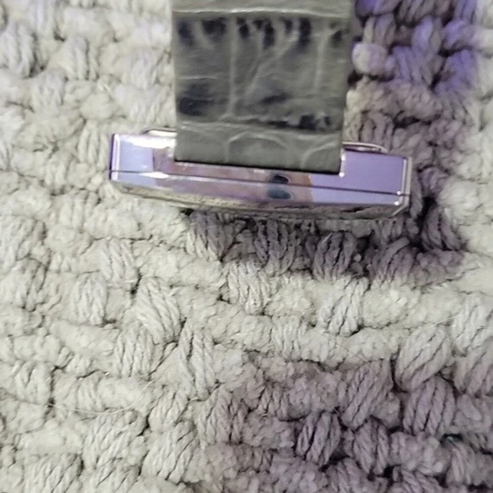 Rare DKNY Mother of Pearl Watch with Gray Embossed Leather Band
